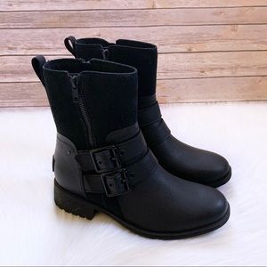 UGG Wilde Black Waterproof Leather Moto Boots